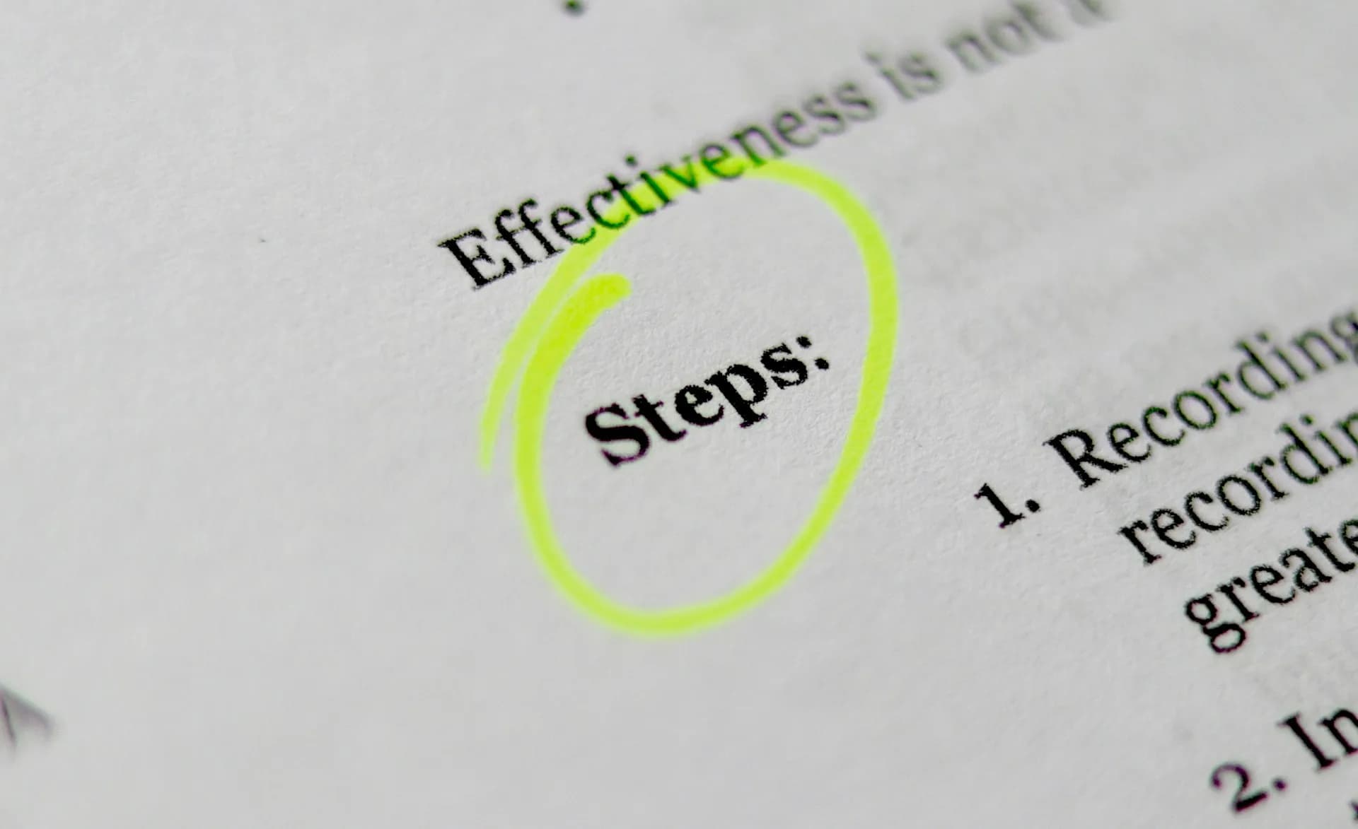 A piece of paper with "steps" outlined