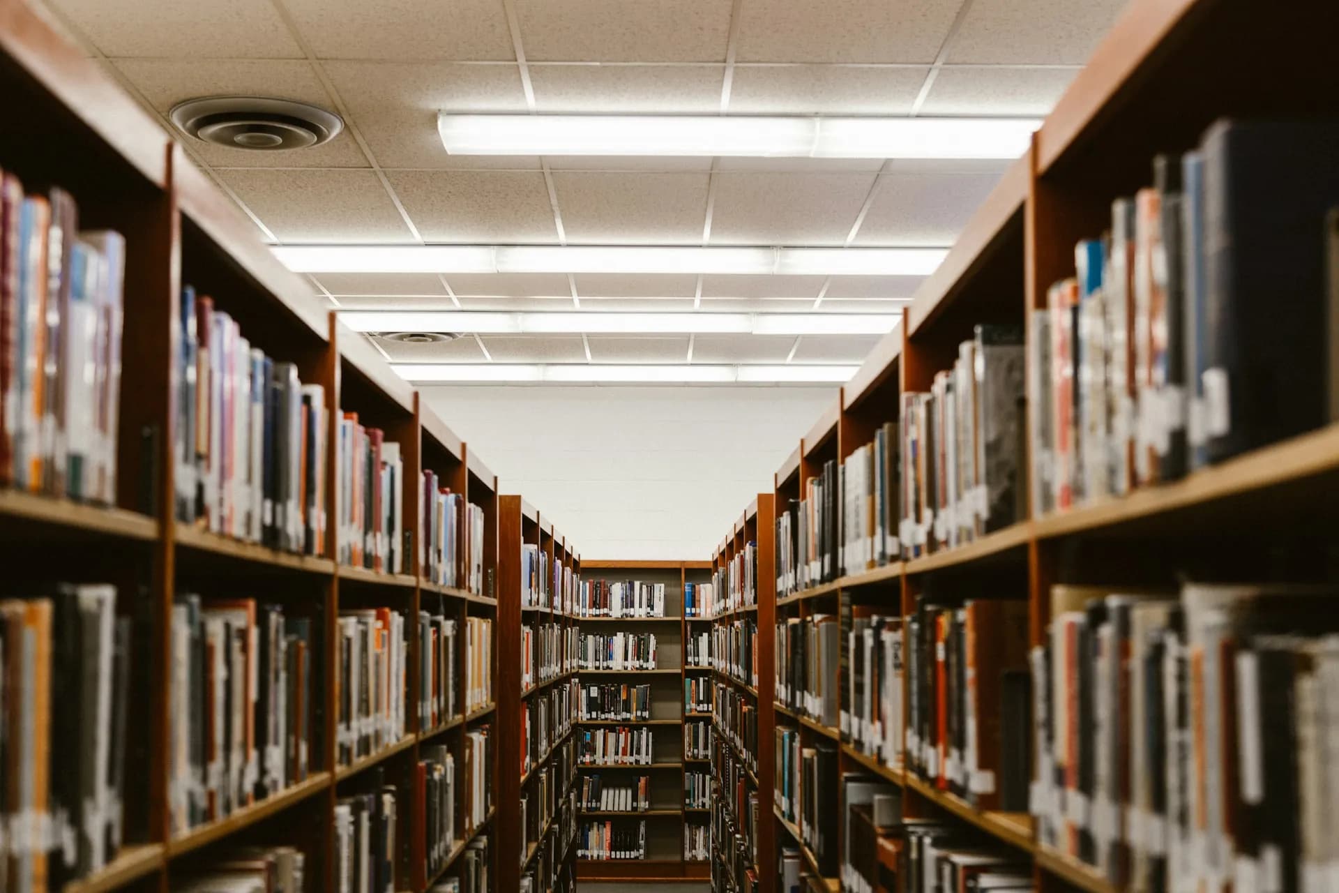 Rows of book in a library